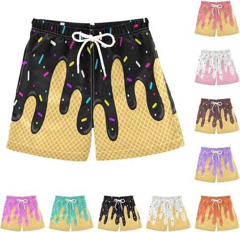 الآيس كريم السراويل الفتيان الصيف لطيف Preppy الآيس كريم بالتنقيط البيسبول السراويل الرباط مرونة الخصر النشطة المسار السراويل القصيرة in Kuwait