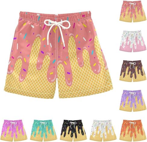 الآيس كريم السراويل الفتيان الصيف لطيف Preppy الآيس كريم بالتنقيط البيسبول السراويل الرباط مرونة الخصر النشطة المسار السراويل القصيرة in Kuwait