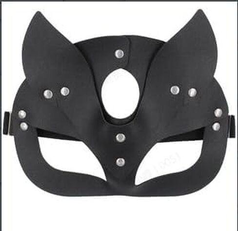 Black Cat Ear Masquerade Mask with Silver Studs for Costume Parties & Cosplay in Saudi Arabia