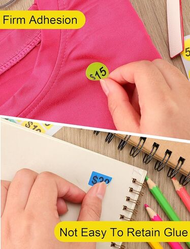 YGAOHF Garage Sale Price Stickers 5500 Pcs - 0.8 Inch Round & 0.7 Inch Rectangle Pre-Printed Pricing Labels for Yard Sales, Flea Markets, Retail Tagging, Colorful 2-Size Value Pack in Saudi Arabia