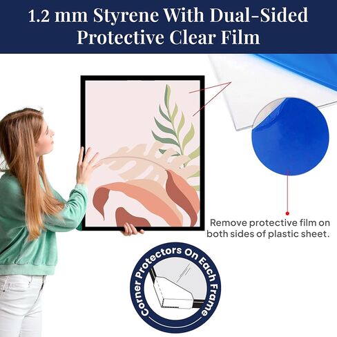 إطار أحجية PFFO مقاس 24 × 30، طراز أسود مسطح حديث مقاس 1.25 بوصة، زجاج شبكي شفاف، دعم قوي، أدوات تعليق على الحائط متضمنة - عرض للألغاز أو الأعمال الفنية أو الملصقات أو الصور in Kuwait