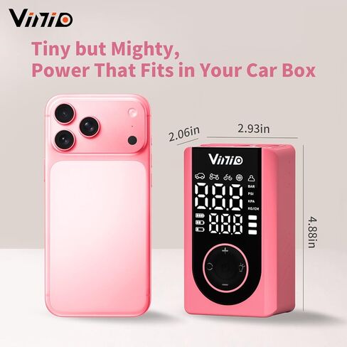 منفاخ إطارات Vinid ضاغط هواء محمول، شاشة رقمية LED وإيقاف تلقائي، 5 نماذج، مضخة هواء 150 رطل لكل بوصة مربعة لإطارات السيارات والكرات والدراجة والدراجات النارية، مع مقياس الضغط والملحقات المتضمنة، وردي in Saudi Arabia