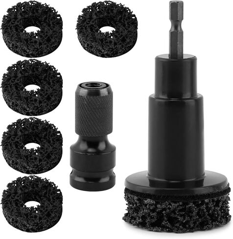 Wheel Hub Cleaning Tool, Brake Hub Cleaning Kit with 5 Pads, Wrenches Quick Rust Removal for Lug Studs and Rotors, Fits Power Drill or 1/2" Impact Driven in Saudi Arabia