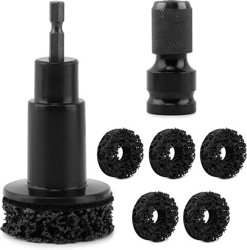 Wheel Hub Cleaning Tool, Brake Hub Cleaning Kit with 5 Pads, Wrenches Quick Rust Removal for Lug Studs and Rotors, Fits Power Drill or 1/2" Impact Driven in Saudi Arabia
