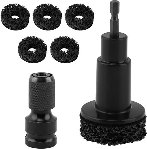 Wheel Hub Cleaning Tool, Brake Hub Cleaning Kit with 5 Pads, Wrenches Quick Rust Removal for Lug Studs and Rotors, Fits Power Drill or 1/2" Impact Driven in Saudi Arabia