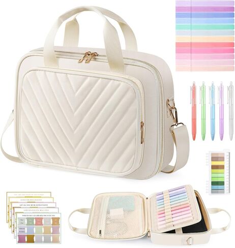 Large Bible Bags for Women, Bible Cover Case with Highlighters Tabs Quilted Book Travel Case w/Shoulder Strap, Bible Study Supplies Journaling Kit Accessories Christian Gifts for Women Girl in Saudi Arabia