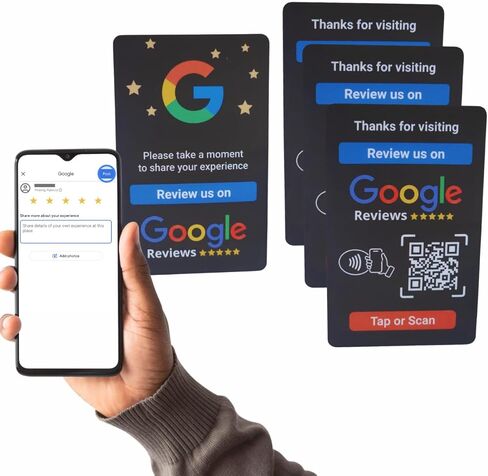 NFC Tag Google Review Card - Boost Customer Feedback with Tap & Scan QR - No App, No Subscription - Works on iPhone & Android (White, Set of 1) in Saudi Arabia