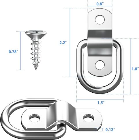 24 حزمة من حلقات D التي تربط خطافات المرساة، حلقات ربط مرساة مقطورة 1/4 بوصة بسعة 2400 رطل، دعامة تثبيت للشاحنات والمقطورات لسيارات الدفع الرباعي، وRV، والتخييم، وسرير شاحنة مقطورة، بيك اب مغلق (فضي) in Kuwait