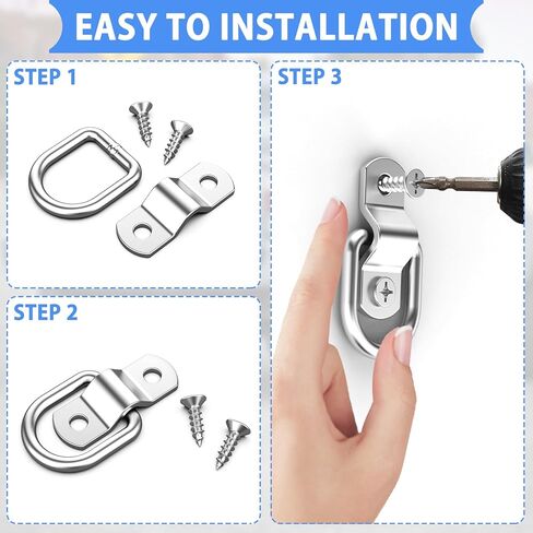 24 حزمة من حلقات D التي تربط خطافات المرساة، حلقات ربط مرساة مقطورة 1/4 بوصة بسعة 2400 رطل، دعامة تثبيت للشاحنات والمقطورات لسيارات الدفع الرباعي، وRV، والتخييم، وسرير شاحنة مقطورة، بيك اب مغلق (فضي) in Kuwait