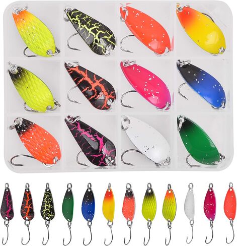 Fishing Spoons Fishing Lures Trout Spoons Hard Baits Single Hook Trout Lures Metal Fishing Lures for Trout Bass Pike Crappie Walleye in Kuwait