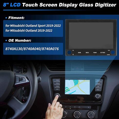 8" LCD Touch Screen Display Glass Digitizer for Mitsubishi Outland Sport 2019-2022 Navigation Radio Replacement Display for Mitsubishi Outland 2019-2022 No.8740A130/8740A040 in Saudi Arabia