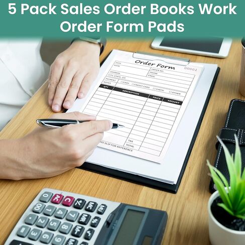 Sales Order Book – 5-Pack Sales Order Book 2-Part Carbonless – 5.5 x 8.3 Receipt Books for Small Business, Boutique – Invoice Order Pads – 250 Invoices per Set in Saudi Arabia