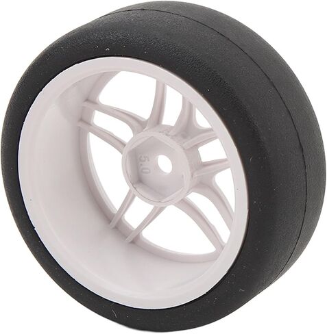 4pcs Rc Tires Wheels Rims Sets, 12mm Hex Wheels Rims Rubber Tires Width 26mm for 1/10 Rc Racing Car Drifting Car Plastic Wheel Rim Rubber Tire Smooth Surface (White) in Saudi Arabia