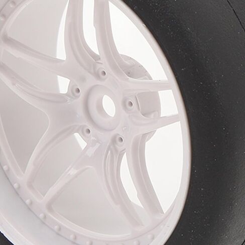 4pcs Rc Tires Wheels Rims Sets, 12mm Hex Wheels Rims Rubber Tires Width 26mm for 1/10 Rc Racing Car Drifting Car Plastic Wheel Rim Rubber Tire Smooth Surface (White) in Saudi Arabia