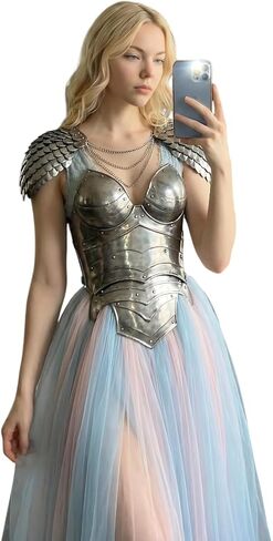 ARTIZANSTORE Female Knight Armor – Scalemail Pauldrons with Cuirass Jacket | Renaissance Faire Women’s Medieval Fantasy Armor in Saudi Arabia