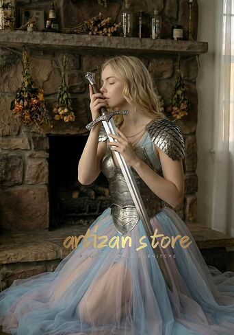 ARTIZANSTORE Female Knight Armor – Scalemail Pauldrons with Cuirass Jacket | Renaissance Faire Women’s Medieval Fantasy Armor in Saudi Arabia