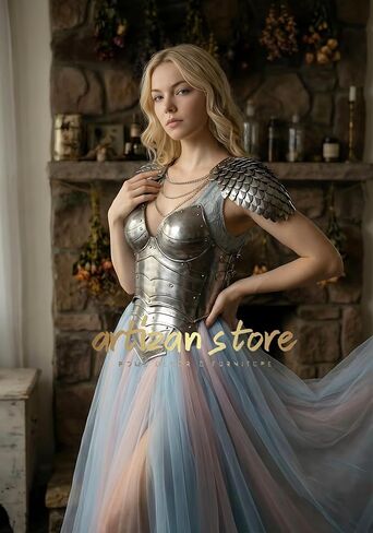 ARTIZANSTORE Female Knight Armor – Scalemail Pauldrons with Cuirass Jacket | Renaissance Faire Women’s Medieval Fantasy Armor in Saudi Arabia