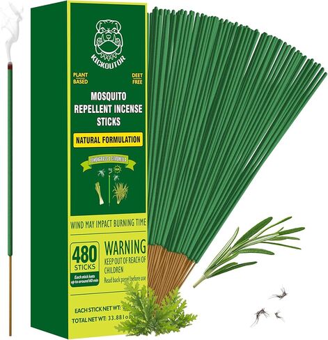 KICKOUTOR® Citronella Incense Sticks Outdoor, 240 Count Natural Mosquito Repellent for Patio Backyard Camping, 1-Hour Burn DEET-Free Flying Insect & Bug Control - Gnat No-See-um in Kuwait