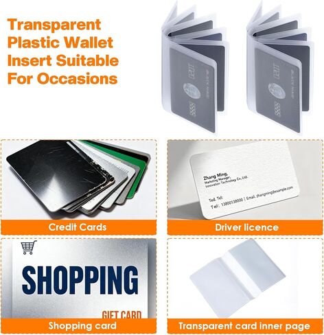 5 Packs Wallet Insert Plastic, Clear Debit Card Skin, Photo Card Holder Wallet Inserts Clear Plastic Vinyl Picture and Cards Holder for Bifold or Trifold(12 Pages) in Saudi Arabia