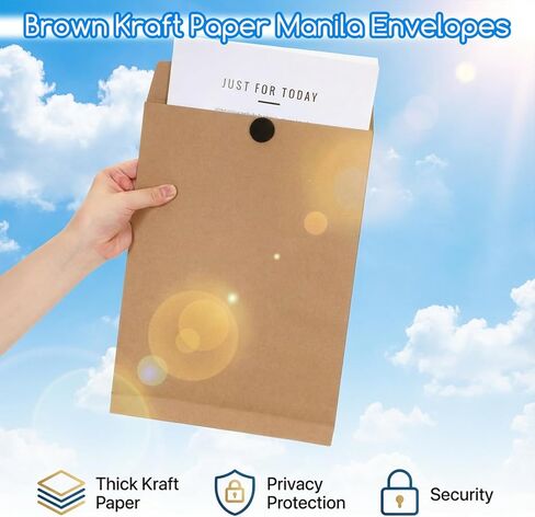 30 حزمة من مظاريف ورق الكرافت الكبيرة القابلة للتوسيع، 9.3 بوصة × 13 بوصة، مظاريف بريدية كبيرة بإغلاق بخطاف وحلقة، مغلف كتالوج مضاد للتمزق لتخزين مستندات الملفات الورقية في المكاتب، بني in Kuwait