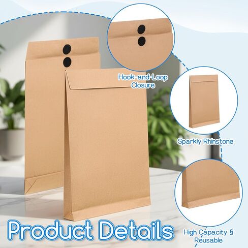 30 حزمة من مظاريف ورق الكرافت الكبيرة القابلة للتوسيع، 9.3 بوصة × 13 بوصة، مظاريف بريدية كبيرة بإغلاق بخطاف وحلقة، مغلف كتالوج مضاد للتمزق لتخزين مستندات الملفات الورقية في المكاتب، بني in Kuwait