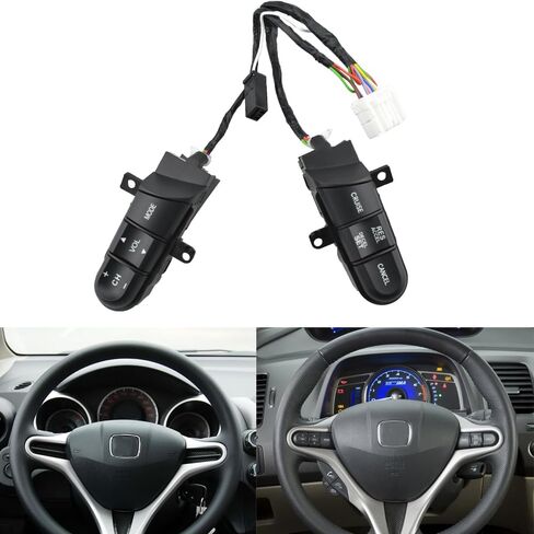 Cruise Control Switch Butto Green Backlight 36770-SNA-A12 Steering Wheel Pad Cruise Audio Remote Switch/Fit for Honda Civic Jazz 2006-2011 for FIT 2008-2014(Switch Wire) in Saudi Arabia