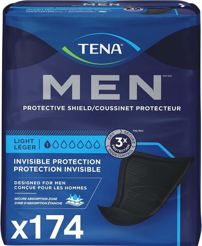 TENA Men Light Incontinence Protective Shield for Men, Bladder Control, Discrete, Light Absorbency, 58 Count in Saudi Arabia