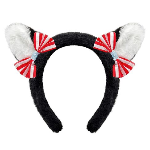 BleSky Fuzzy Cat Ear Bow Headband Adult Fuzzy Black Cat Ear Headband with Red Bow for Book Themed Animal Halloween Costume in Saudi Arabia