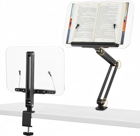 حامل كتب بمشبك مكتب مع ذراع قابل للتعديل، حامل كتب مريح لسطح المكتب للقراءة، حامل كتب الطبخ قابل للطي مع مشبك للمكتب، حامل قراءة الكتب بدون استخدام اليدين in Kuwait