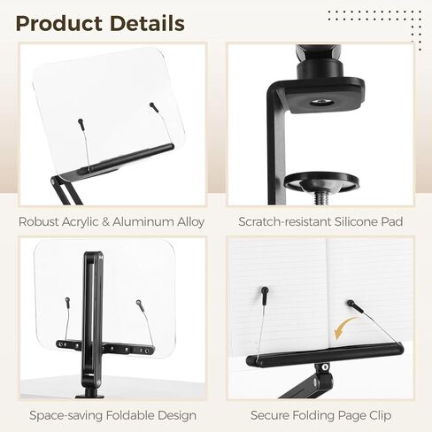 حامل كتب بمشبك مكتب مع ذراع قابل للتعديل، حامل كتب مريح لسطح المكتب للقراءة، حامل كتب الطبخ قابل للطي مع مشبك للمكتب، حامل قراءة الكتب بدون استخدام اليدين in Kuwait