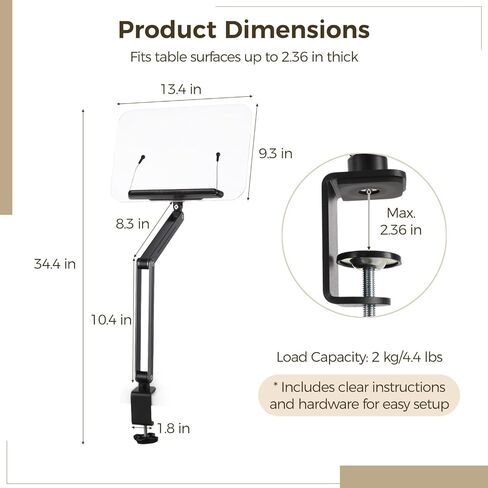 حامل كتب بمشبك مكتب مع ذراع قابل للتعديل، حامل كتب مريح لسطح المكتب للقراءة، حامل كتب الطبخ قابل للطي مع مشبك للمكتب، حامل قراءة الكتب بدون استخدام اليدين in Kuwait
