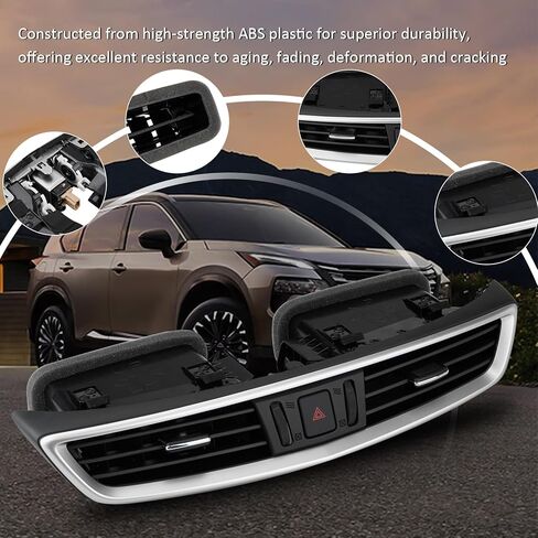 Center Dash A/C Air Vent Panel Compatible with N Rogue 2014-2020 & Rogue Sport 2017-2022, Dashboard AC Outlet Replacement 68750-6MA0A 68750-6FL0A 68750-5HA0A, Silver in Saudi Arabia