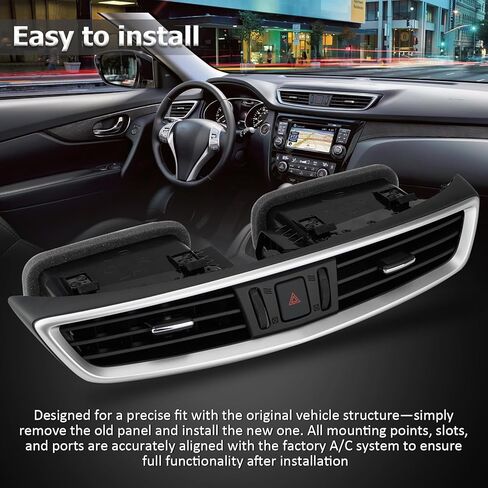 Center Dash A/C Air Vent Panel Compatible with N Rogue 2014-2020 & Rogue Sport 2017-2022, Dashboard AC Outlet Replacement 68750-6MA0A 68750-6FL0A 68750-5HA0A, Silver in Saudi Arabia