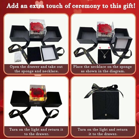 وردة حمراء حقيقية محفوظة، قلادة S925 مع قلب أحبك بـ 100 لغة، هدايا عيد ميلاد من الزهور الأبدية للنساء وأمها وزوجته وصديقتها في عيد الحب، وعيد الميلاد، وعيد الأم in Kuwait