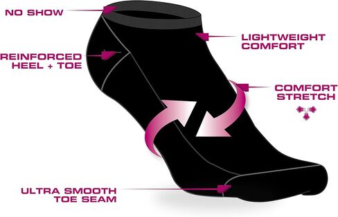 Avia Women's Athletic Socks - Lightweight Low Cut Running Socks (10 Pack), Size 4-9, Black Marled in Saudi Arabia
