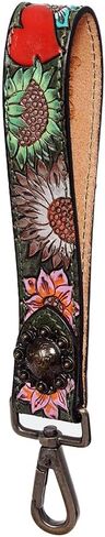 Hand Tooled Genuine Leather Handle Strap for Wristlet Bag Phone Wrist Keychain Wallet Purse Clutch Cellphone in Saudi Arabia