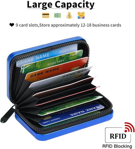 حامل بطاقات الائتمان للنساء RFID بسحاب من الألومنيوم ومحفظة لبطاقات العمل حافظة معدنية لبطاقة الهوية للرجال in Kuwait