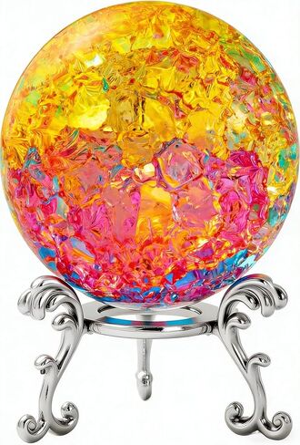 60mm Ice Cracked Crystal Ball Paperweight with Stand Decorative Healing Glass Ball – Christmas Decor Feng Shui Home Ornaments Divination, Photography, Gothic-Style Gifts in Saudi Arabia