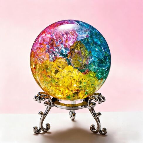 60mm Ice Cracked Crystal Ball Paperweight with Stand Decorative Healing Glass Ball – Christmas Decor Feng Shui Home Ornaments Divination, Photography, Gothic-Style Gifts in Saudi Arabia