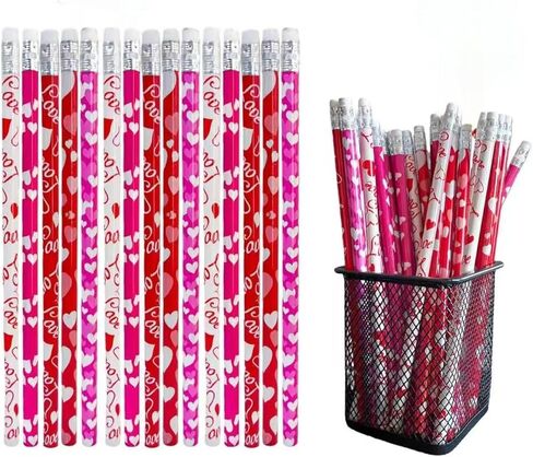 48 قطعة من أقلام الرصاص الخشبية لعيد الحب على شكل قلب مع ممحاة لمستلزمات حفلات عيد الحب in Kuwait