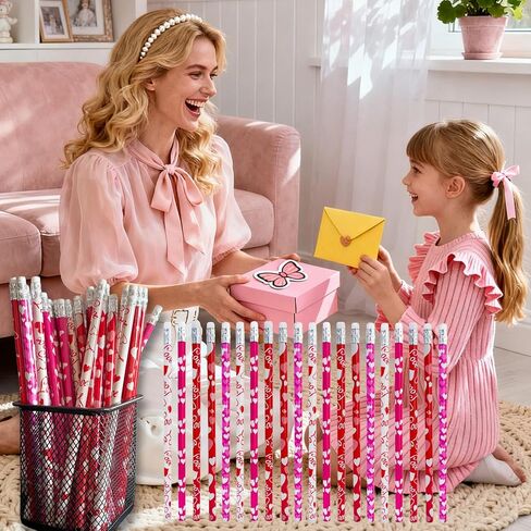 48 قطعة من أقلام الرصاص الخشبية لعيد الحب على شكل قلب مع ممحاة لمستلزمات حفلات عيد الحب in Kuwait