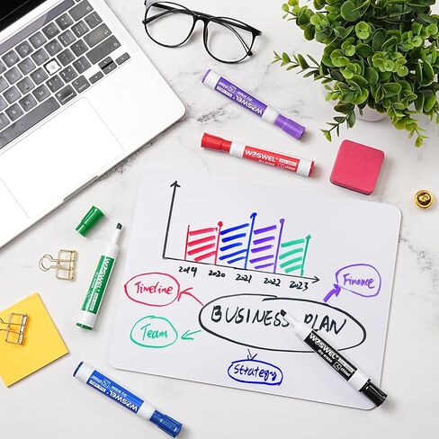 علامات مسح جافة، علامات سبورة بيضاء ذات طرف إزميل، علامات جافة سميكة منخفضة الرائحة، 100 قطعة و5 ألوان متنوعة (أسود/أزرق/أحمر/أخضر/أرجواني) للمعلمين والفصول الدراسية والمكتب والاستخدام المنزلي in Saudi Arabia