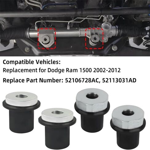 4Pcs Steering Rack and Pinion Mount Bushing Replacement for Dodge Ram 1500 2002-2012 Replace 52106728AC 52113031AD in Saudi Arabia