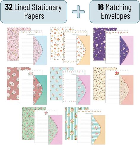 Mr. Pen- Stationery Writing Paper Set with Envelopes, 7.5" x 10.2", 32 Letter Sheets & 16 Envelopes, Smooth Printable Letter Paper for Handwritten Notes, Personal Letters, Invitations, Office & Home in Saudi Arabia
