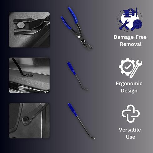 مجموعة أدوات إزالة الحواف، مشابك تثبيت اللوحة، 19 قطعة | مجموعة إزالة تلقائية لأداة سحب راديو لوحة القيادة للسيارة | كماشة/أداة تثبيت مع حقيبة تخزين | أداة إزالة التثبيت بالسيارة (أزرق) in Kuwait
