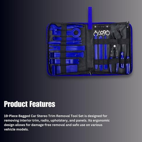مجموعة أدوات إزالة الحواف، مشابك تثبيت اللوحة، 19 قطعة | مجموعة إزالة تلقائية لأداة سحب راديو لوحة القيادة للسيارة | كماشة/أداة تثبيت مع حقيبة تخزين | أداة إزالة التثبيت بالسيارة (أزرق) in Kuwait