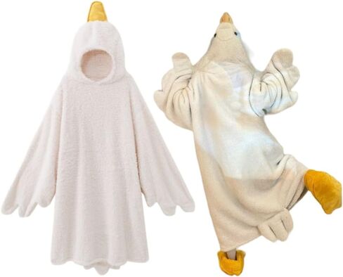 بيجامة نيسيي بغطاء للرأس للبالغين من cacacece - رداء نوم كرتوني من القطيفة المضحكة، ملابس نوم دافئة، ملابس نوم تنكرية لطيفة (أبيض، مقاس XX-Large) in Kuwait