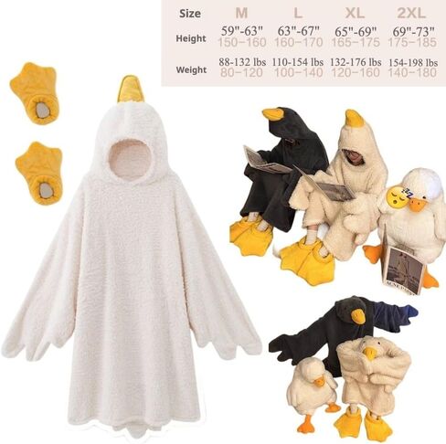 بيجامة نيسيي بغطاء للرأس للبالغين من cacacece - رداء نوم كرتوني من القطيفة المضحكة، ملابس نوم دافئة، ملابس نوم تنكرية لطيفة (أبيض، مقاس XX-Large) in Kuwait