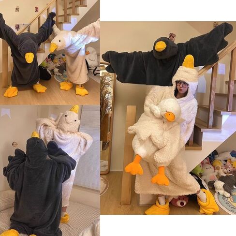 بيجامة نيسيي بغطاء للرأس للبالغين من cacacece - رداء نوم كرتوني من القطيفة المضحكة، ملابس نوم دافئة، ملابس نوم تنكرية لطيفة (أبيض، مقاس XX-Large) in Kuwait