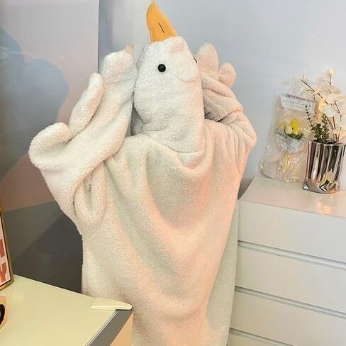 بيجامة نيسيي بغطاء للرأس للبالغين من cacacece - رداء نوم كرتوني من القطيفة المضحكة، ملابس نوم دافئة، ملابس نوم تنكرية لطيفة (أبيض، مقاس XX-Large) in Kuwait
